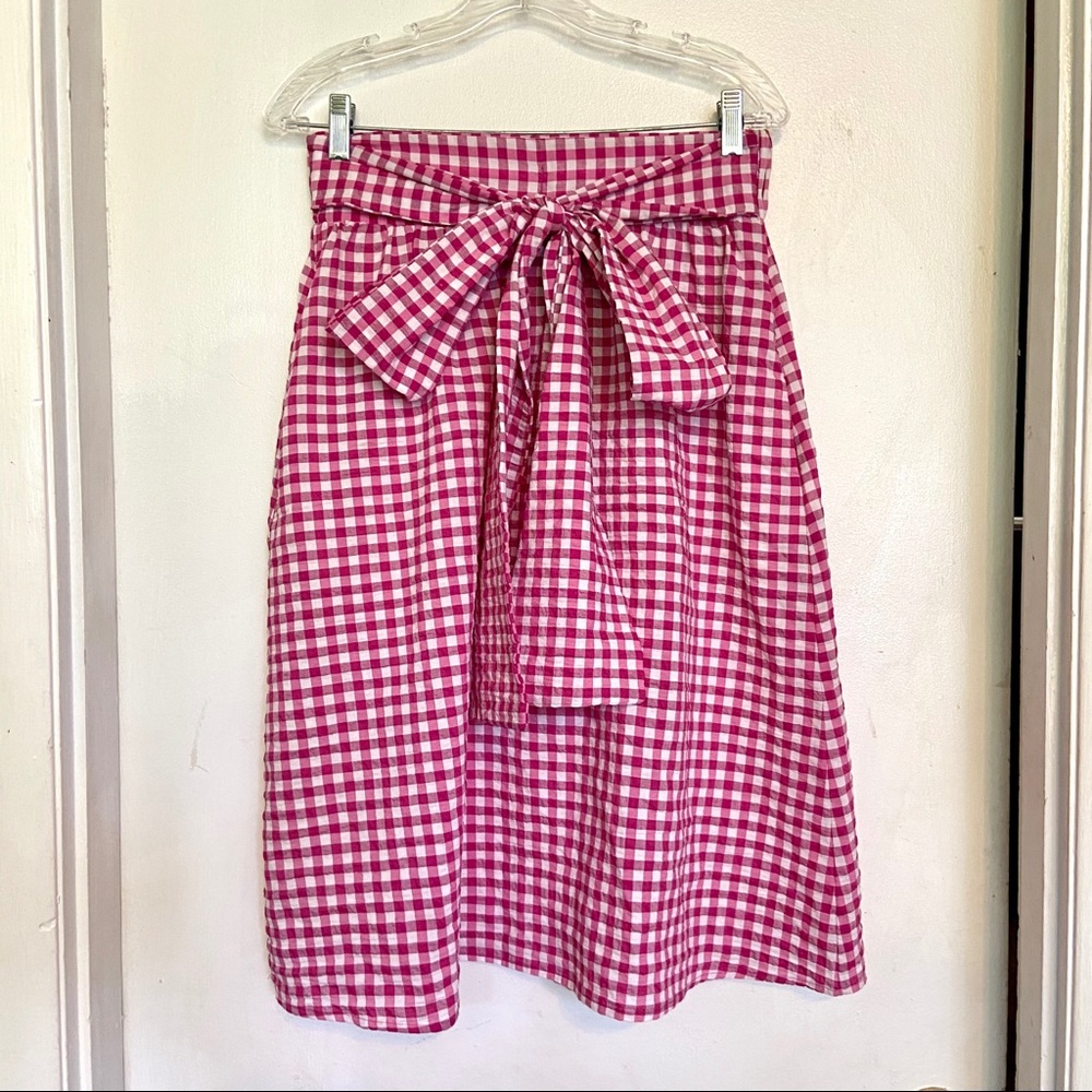 Zara Basic Gingham Midi Skirt - image 1